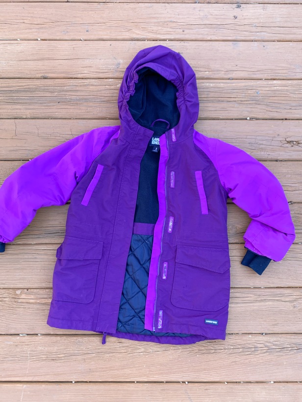 Lands' End Squall jacket in purple, front view