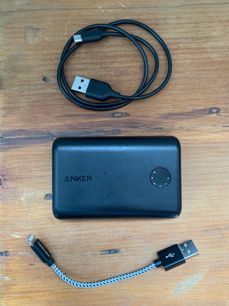 Anker PowerCore 10000 power bank with cords