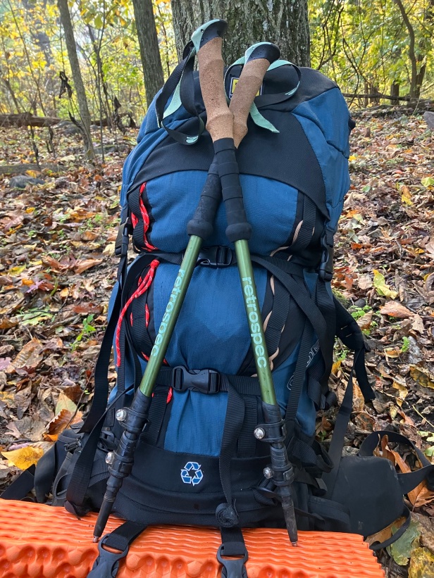 Retrospec Solstice trekking poles with backpack